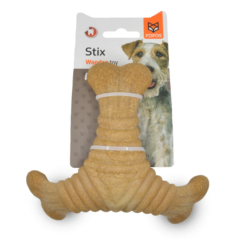 Barkbutler x Fofos Woodplay Triangle chew Toy for Dogs (Brown)