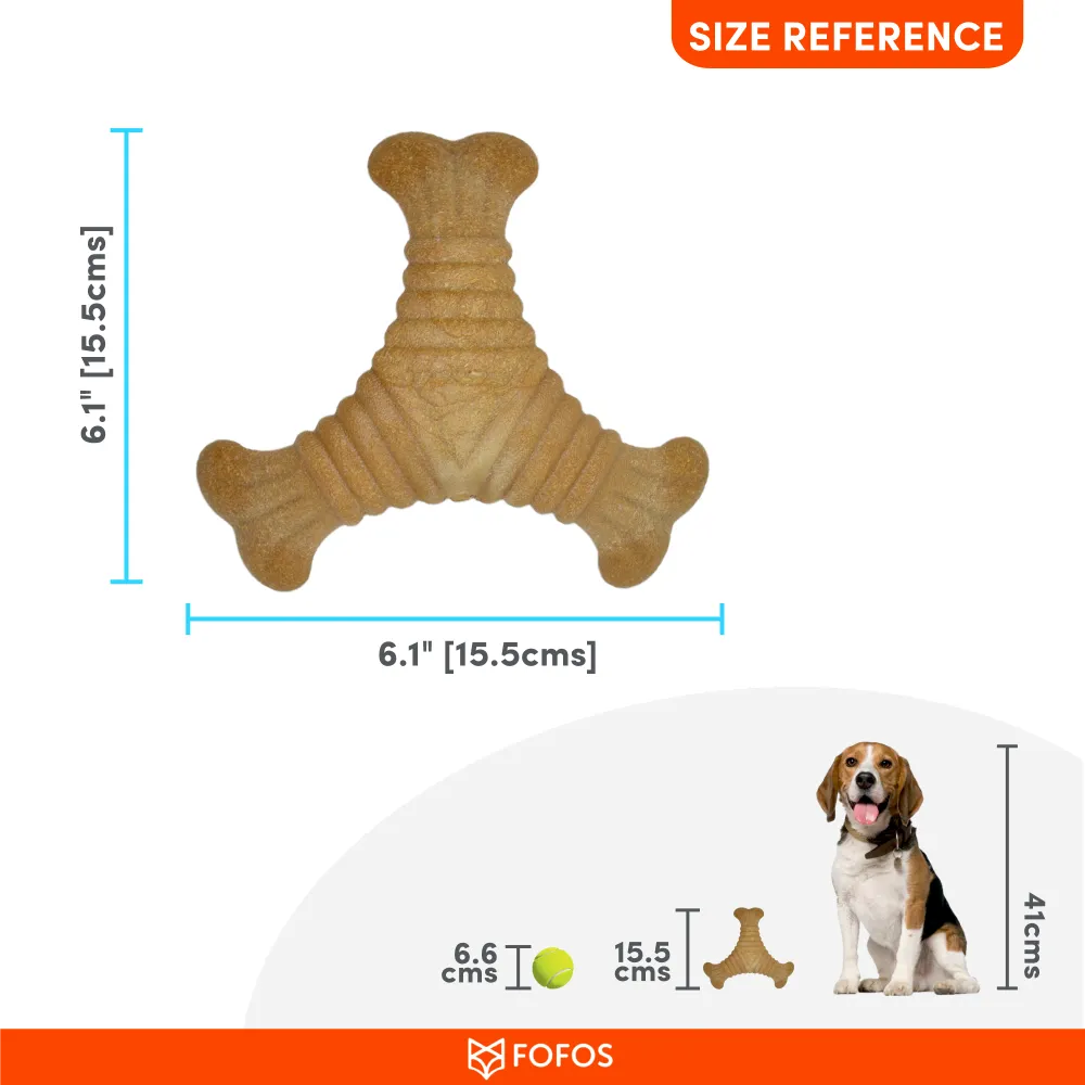 Barkbutler x Fofos Woodplay Triangle chew Toy for Dogs (Brown)