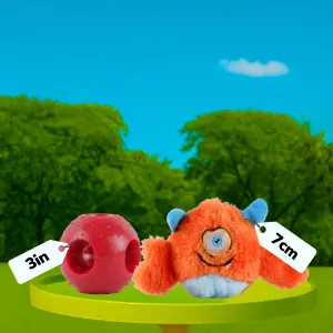 Basil Plush Monster Ball with Squeaker & Drools Rubber Hole Ball Teething Toy Dog Combo
