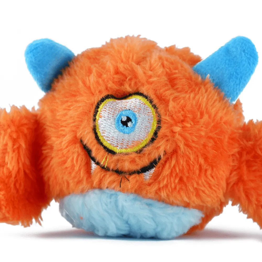 Basil Plush Monster Ball with Squeaker & Drools Rubber Hole Ball Teething Toy Dog Combo