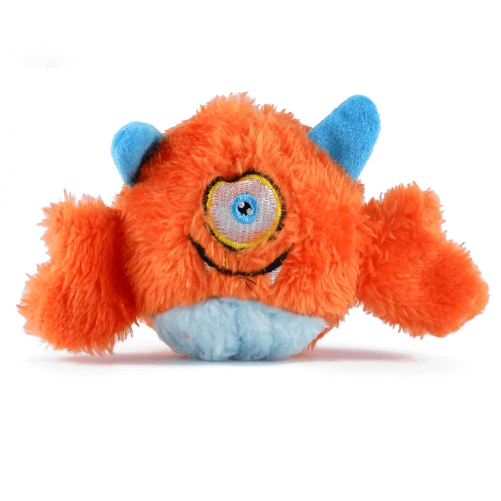 Basil Plush Monster Ball with Squeaker & Drools Rubber Hole Ball Teething Toy Dog Combo