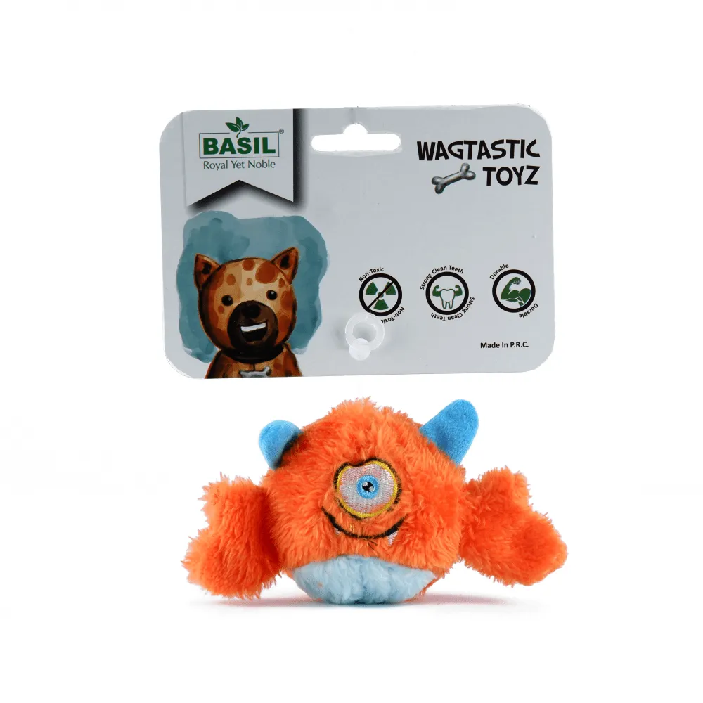 Basil Plush Monster Ball with Squeaker & Drools Rubber Hole Ball Teething Toy Dog Combo