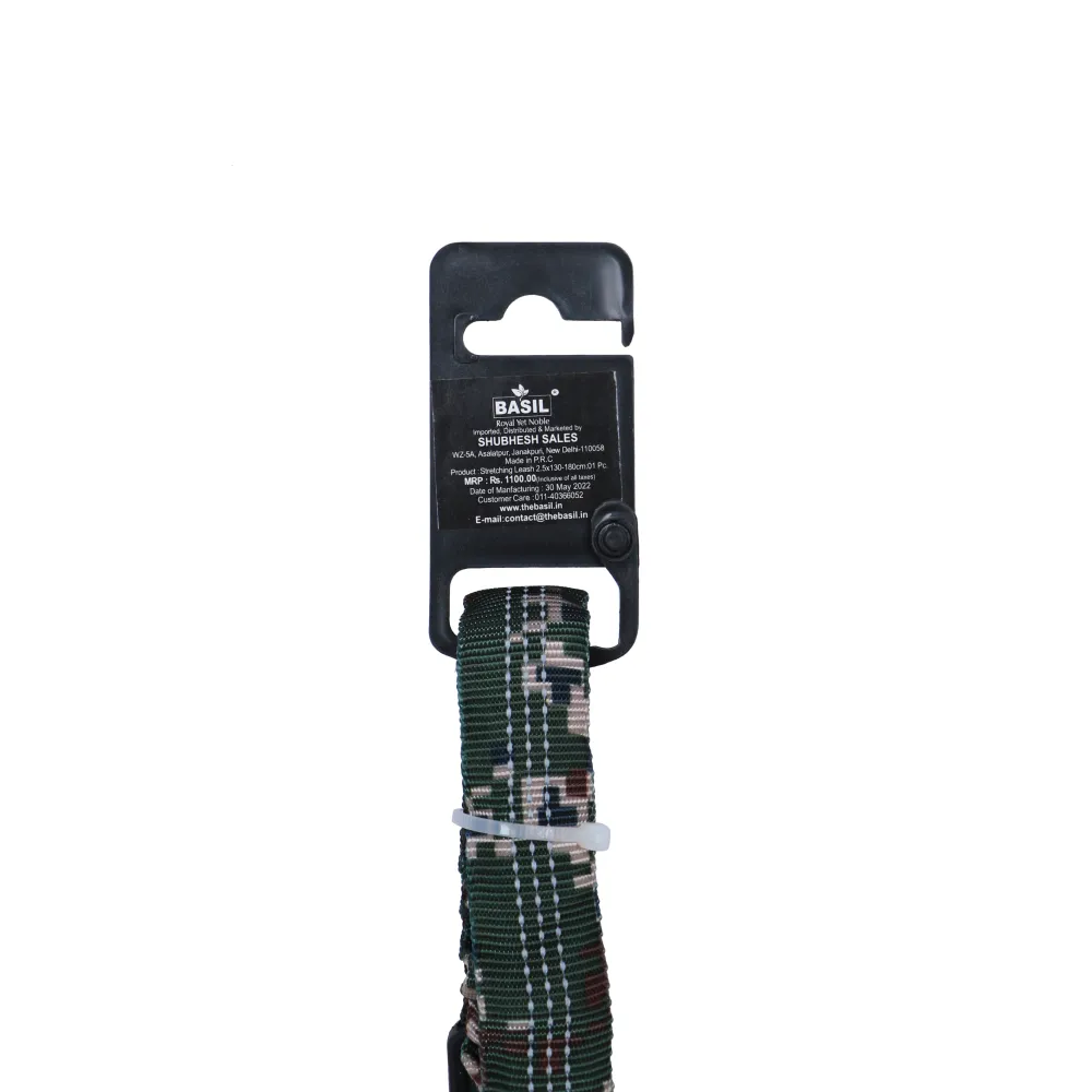 Basil Shock Absorbing Stretch Leash for Dogs (Green)