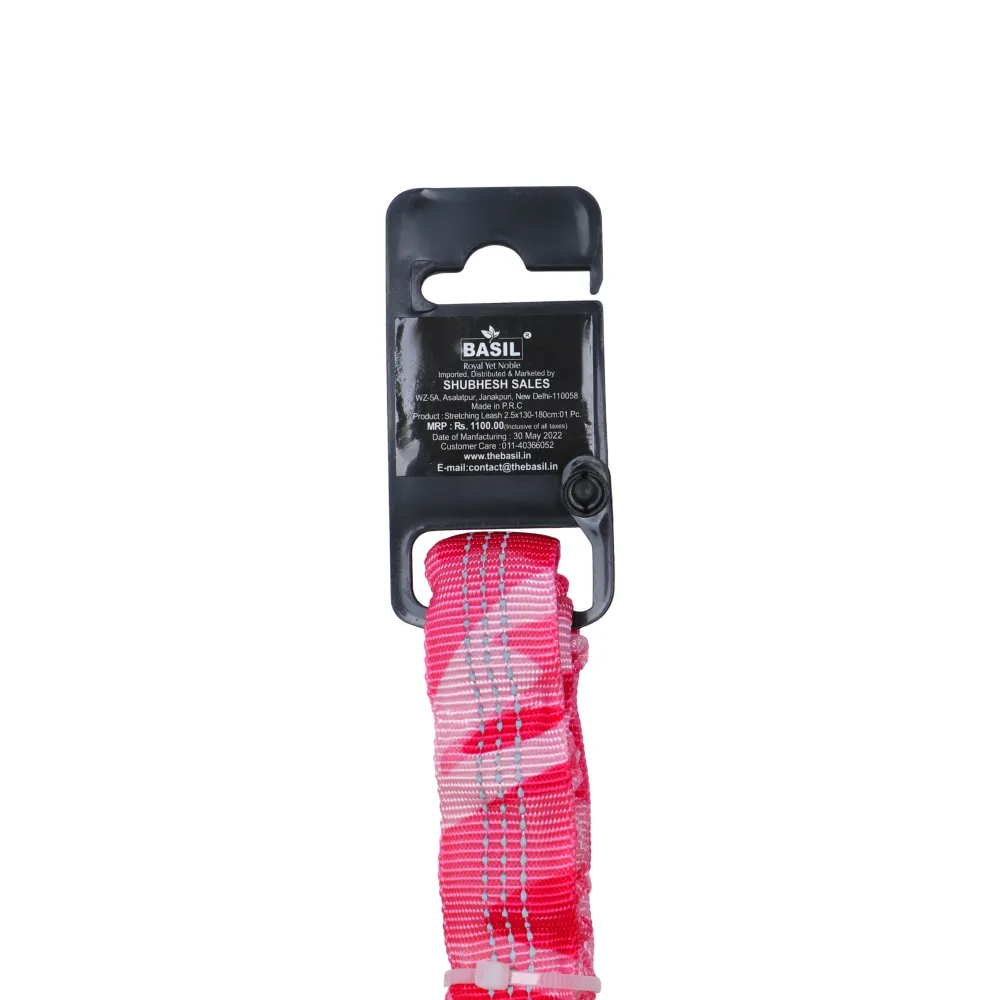 Basil Shock Absorbing Stretch Leash for Dogs (Pink)