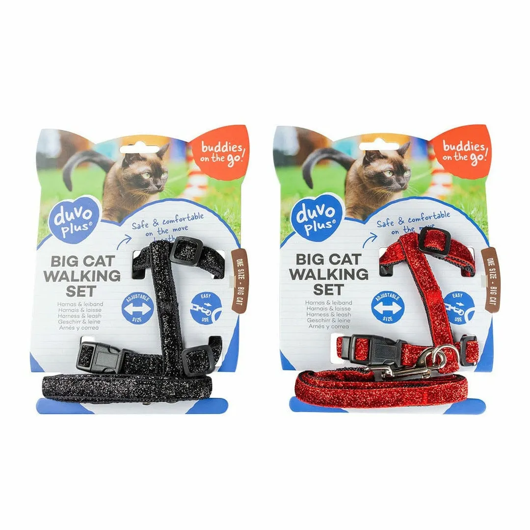Big Cat Walking Set Glitter 30-50cm / 12mm - 125cm black/red Pets Qatar