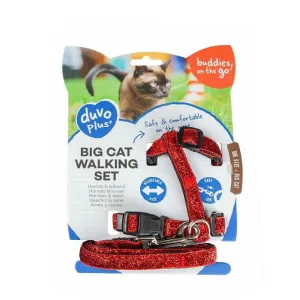 Big Cat Walking Set Glitter 30-50cm / 12mm - 125cm black/red Pets Qatar