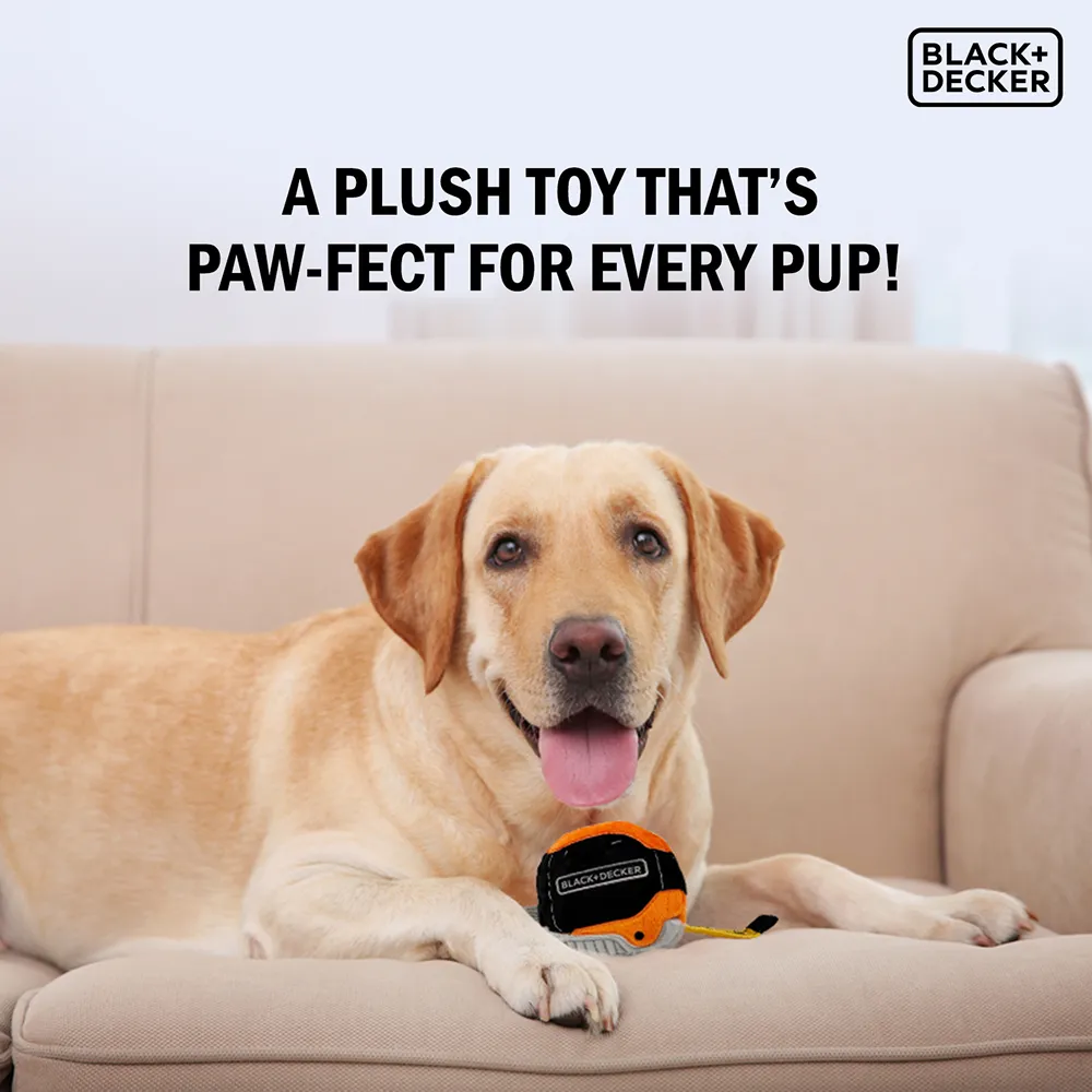 Black & Decker 3D Tape Measure Plush Toy for Dogs (Black)