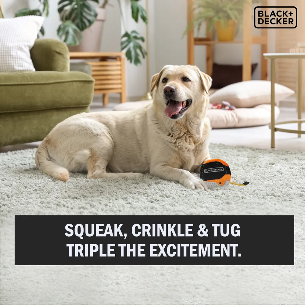 Black & Decker 3D Tape Measure Plush Toy for Dogs (Black)