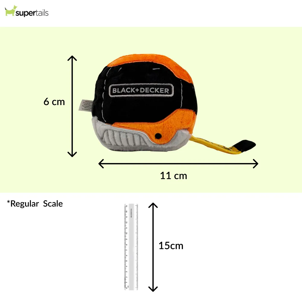 Black & Decker 3D Tape Measure Plush Toy for Dogs (Black)