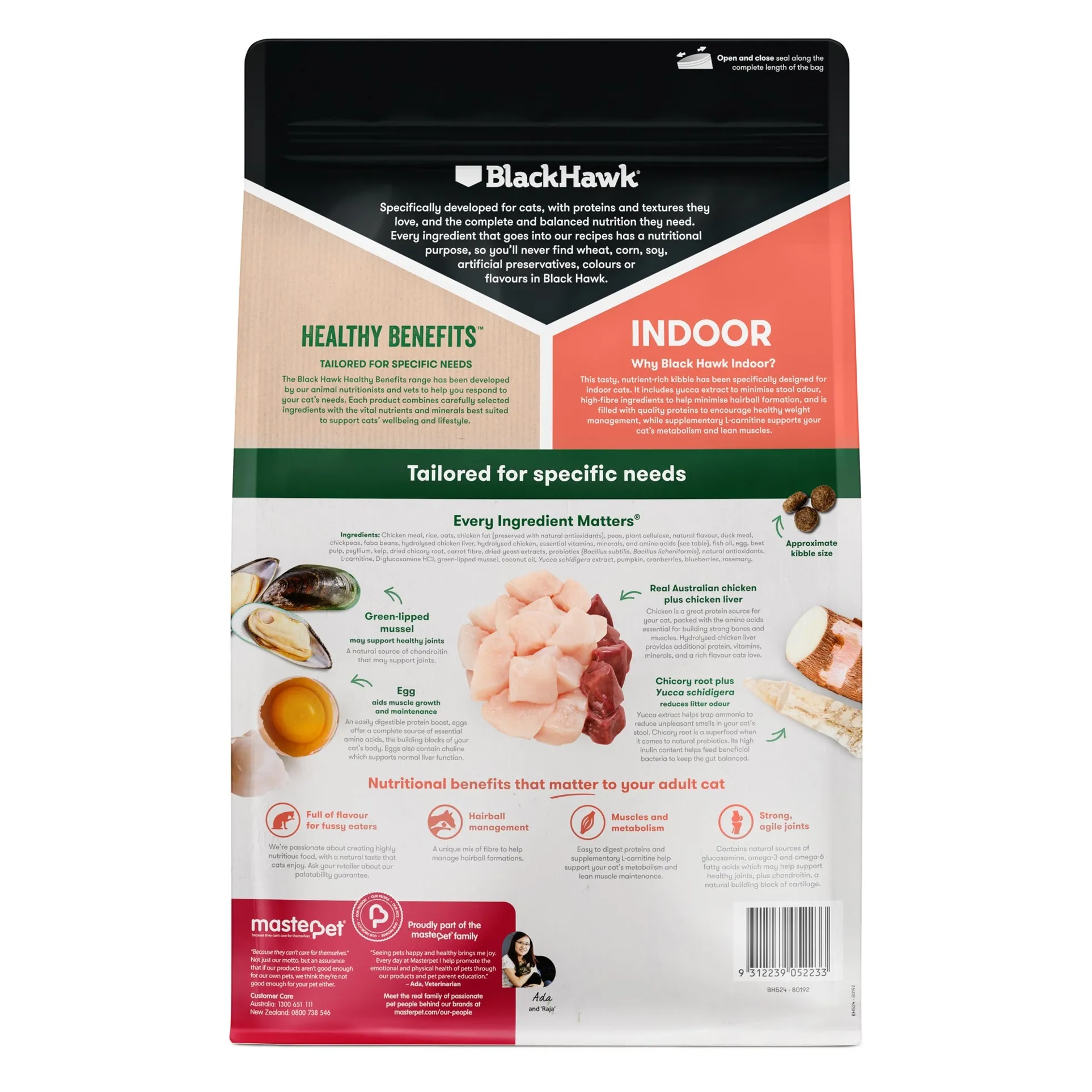 Black Hawk Healthy Benefits Indoor Chicken Cat Dry Food 2kg
