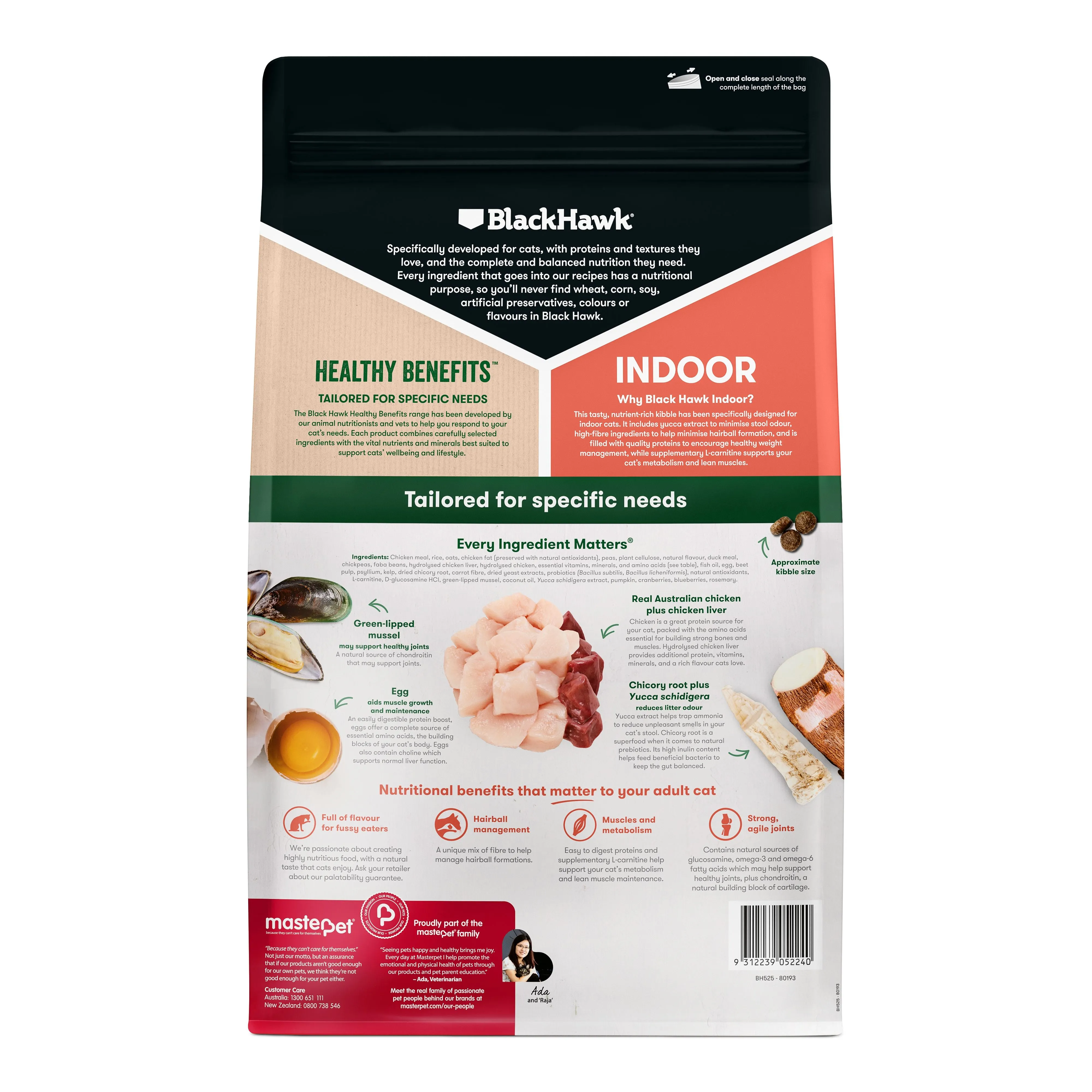 Black Hawk Healthy Benefits Indoor Chicken Cat Dry Food 4kg