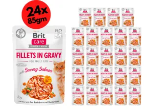 Brit Care Cat Fillets in Gravy with Savory Salmon 24x85g Pets Qatar