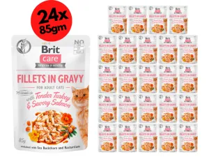 Brit Care Cat Fillets in Gravy with Tender Turkey & Savory Salmon 24x85g Pets Qatar