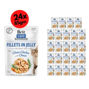 Brit Care Cat Fillets in Jelly Choice Chicken with Cheese 24x85g Pets Qatar