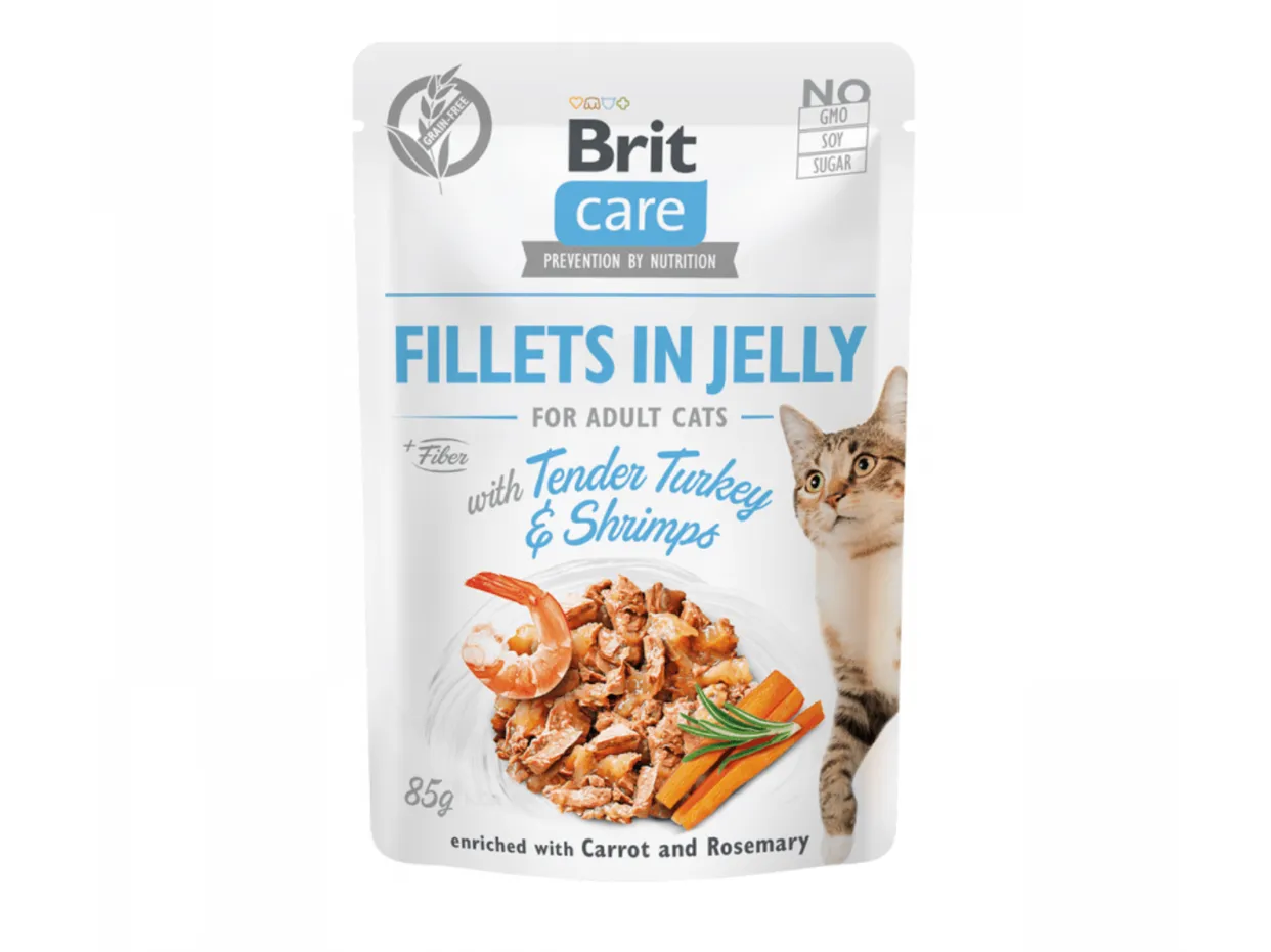 Brit Care Cat Fillets in Jelly with Tender Turkey & Shrimps 85 g Pets Qatar