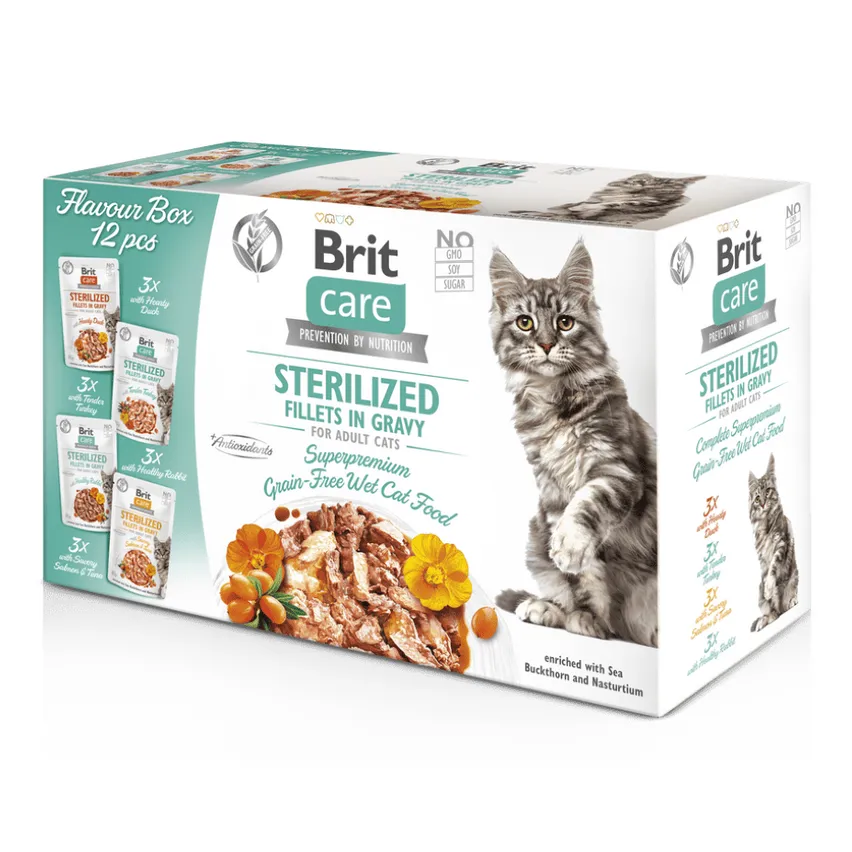 Brit Care Cat Flavour box Sterilized Fillet in Gravy, 12*85 Pets Qatar