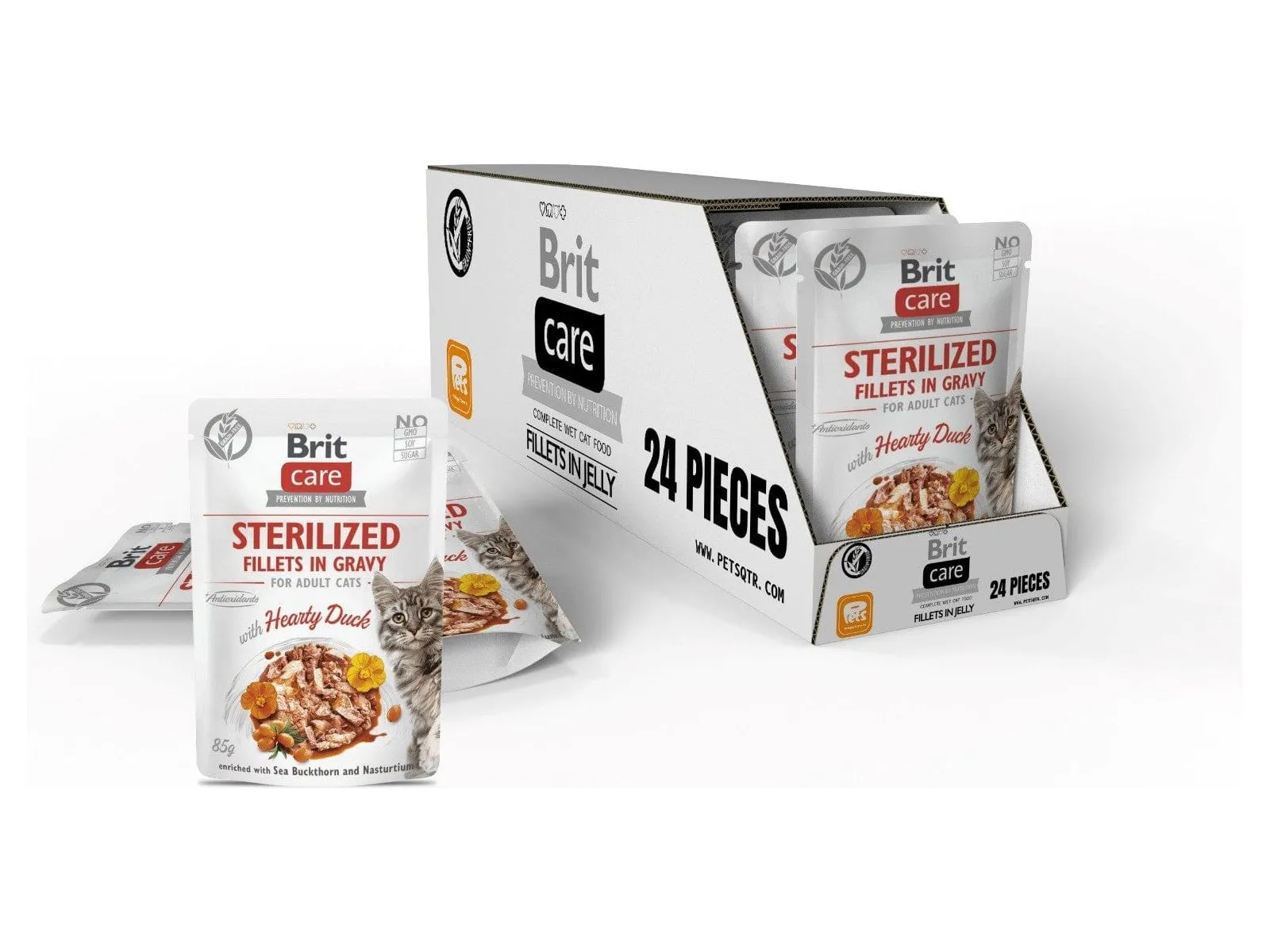 Brit Care Cat Sterilized. Fillets in Gravy with Hearty Duck 24x85 g Pets Qatar