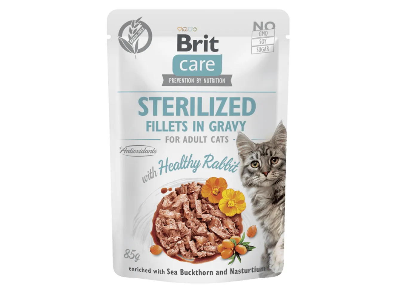 Brit Care Cat Sterilized.Fillets in Gravy with Healthy Rabbit 85 g Pets Qatar