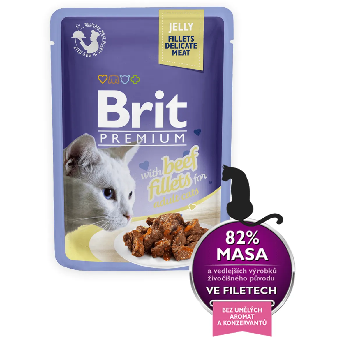 Brit Premium Cat Delicate Fillets in Jelly with Beef 85 g Pets Qatar
