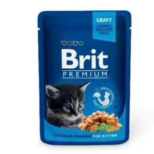 Brit Premium Cat Pouches Chicken Chunks for Kitten 100 g Pets Qatar