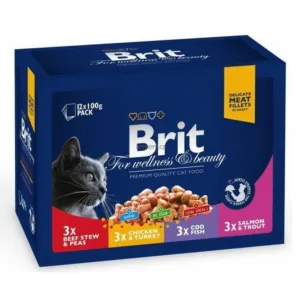 Brit Premium Cat Pouches Family Plate 1200 g (12x100 g) Pets Qatar