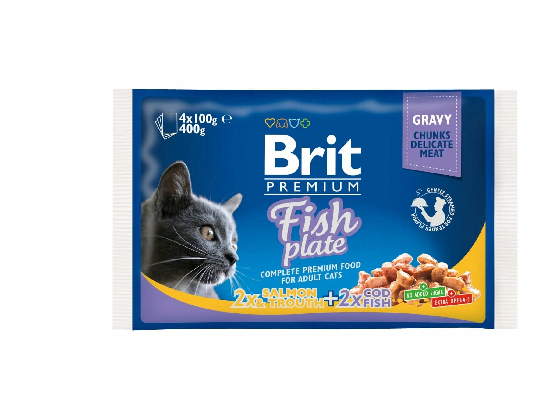 Brit Premium Cat Pouches Fish Plate 400 g (4x100 g) Pets Qatar