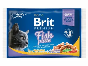 Brit Premium Cat Pouches Fish Plate 400 g (4x100 g) Pets Qatar