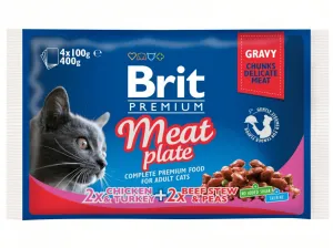 Brit Premium Cat Pouches Meat Plate 400 g (4x100 g) Pets Qatar