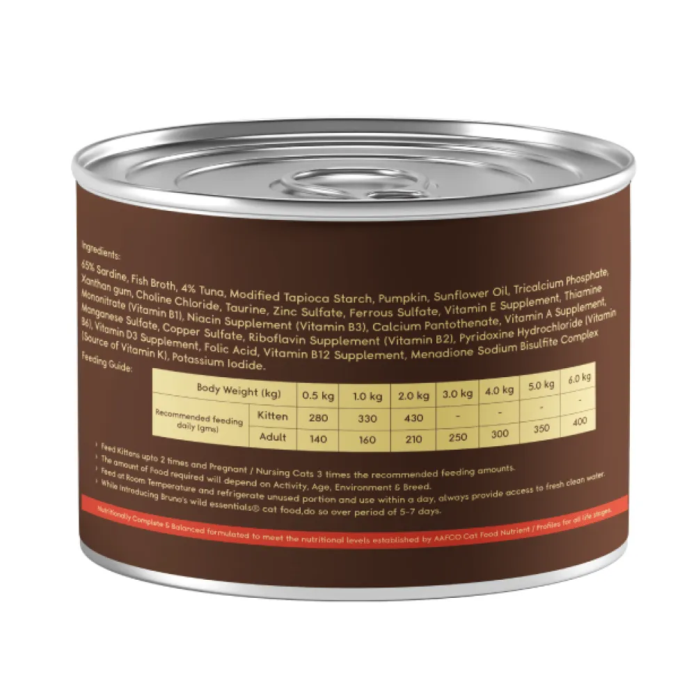 Bruno's Wild Essentials Sardine with Tuna in Pumpkin Cat Wet Food