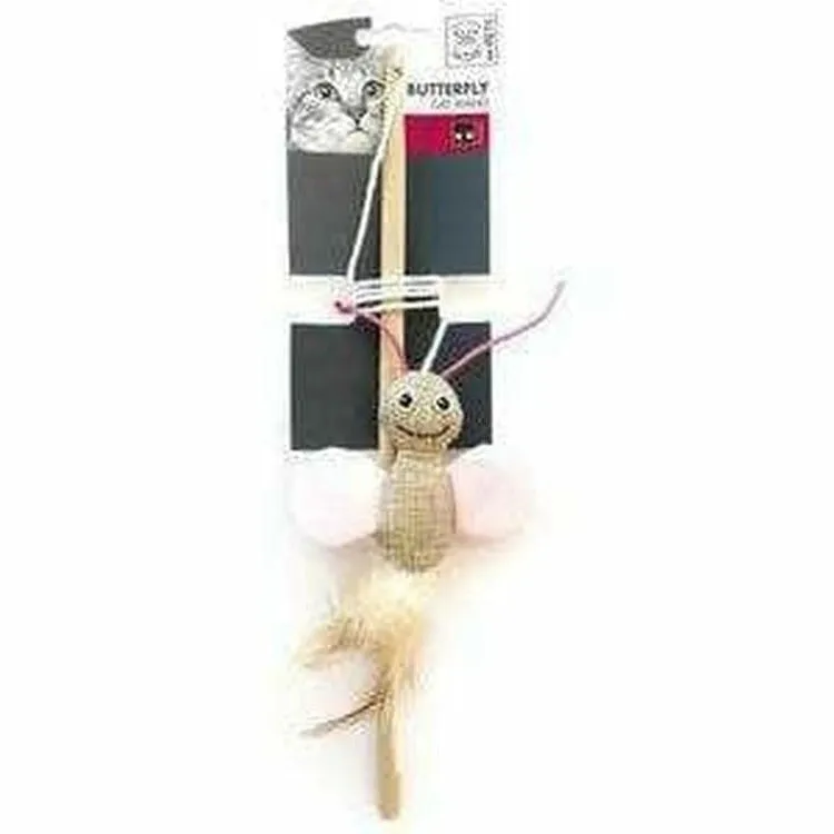 BUTTERFLY CAT WAND - 35 CM YELLOW, GREEN, BLUE, PINK Pets Qatar