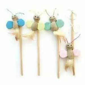 BUTTERFLY CAT WAND - 35 CM YELLOW, GREEN, BLUE, PINK Pets Qatar