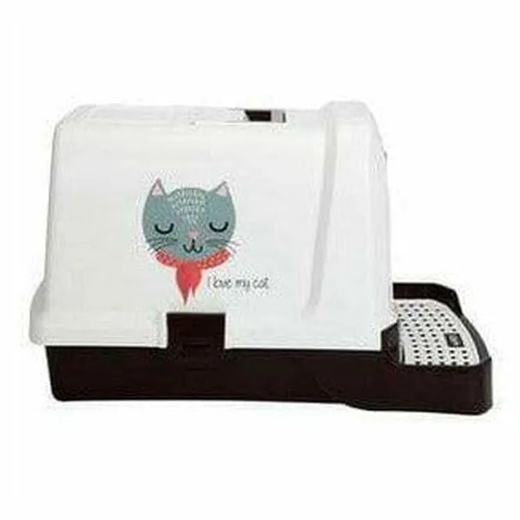 CAT LITTER BOX - SUEZ LOVE CAT BLACK & WHITE Pets Qatar