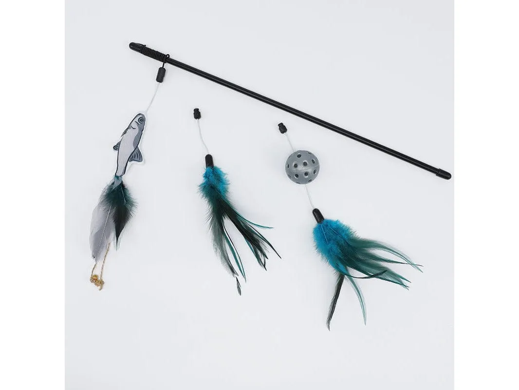 Cat Play Rob / Blue Fish Feather Funny Cat Stick Set Pets Qatar