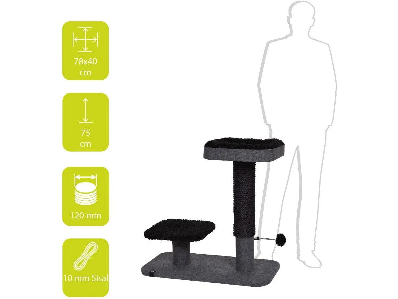 Cat Scratching Tree Sendai 78X40X75Cm Pets Qatar