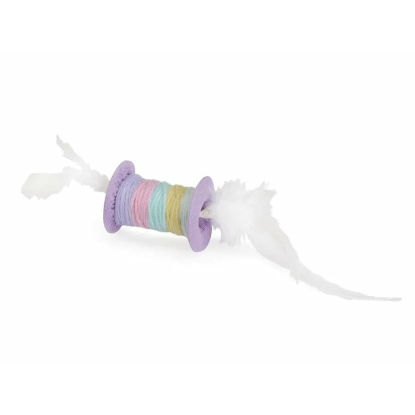 Cat Toy - Coloured Spool With Feathers Pets Qatar