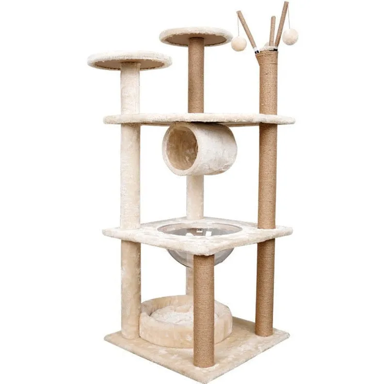 Cat Tree & Scratching Beige 50*50*126 Design B Pets Qatar