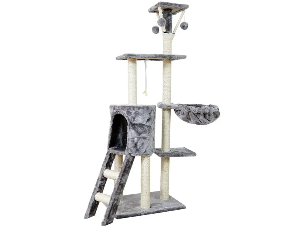 Cat Tree & Scratching Grey Dark Grey Beige 50*36*138 Pets Qatar