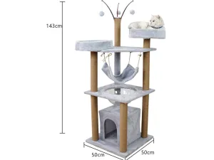 Cat Tree & Scratching Light Grey 50*50*143 Pets Qatar