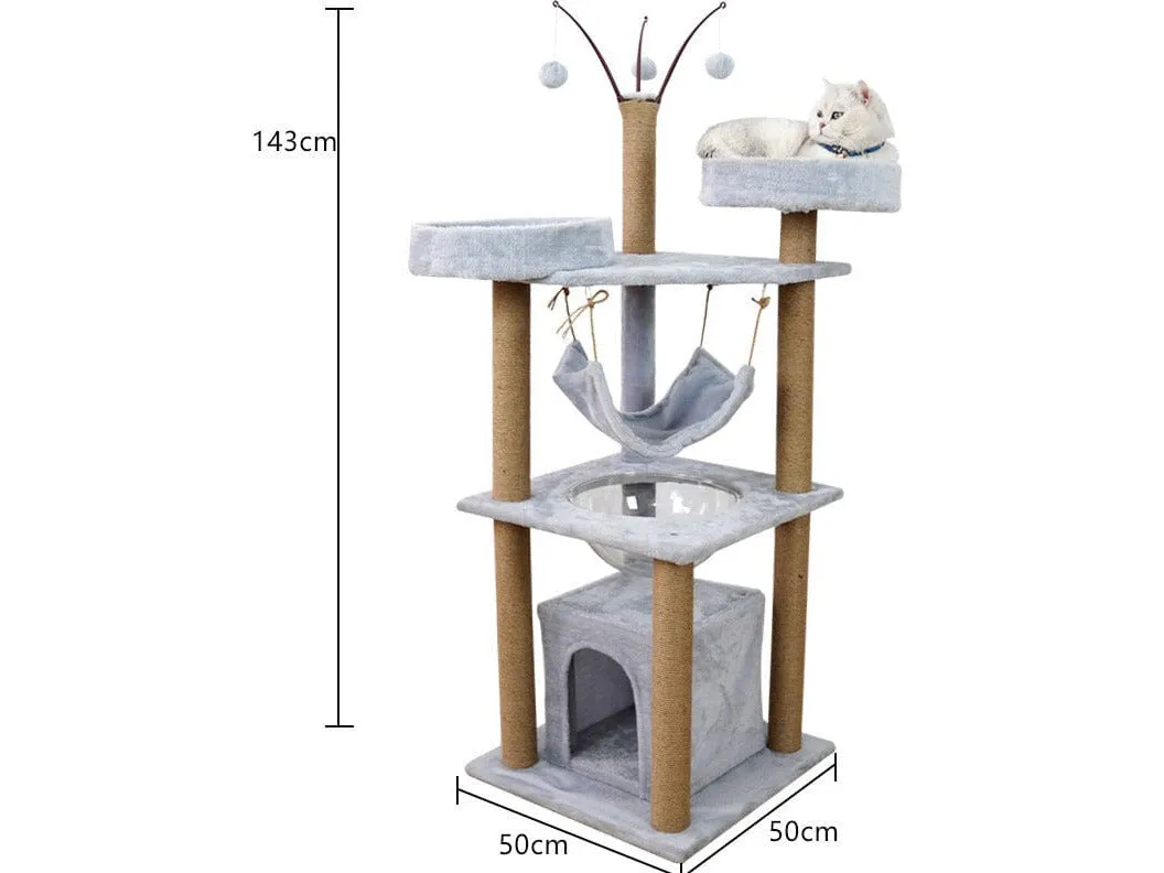 Cat Tree & Scratching Light Grey 50*50*143 Pets Qatar
