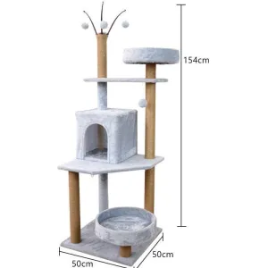 Cat Tree & Scratching Light Grey 50*50*154 Pets Qatar