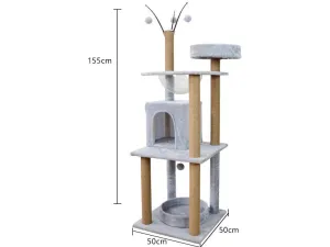 Cat Tree & Scratching Light Grey 50*50*155 Pets Qatar