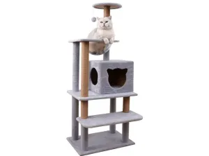 Cat Tree & Scratching Light Grey Beige 60*40*140 Design B Pets Qatar