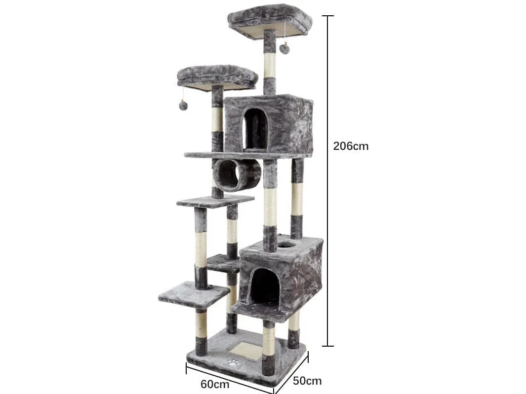 Cat Tree & Scratching Only Dark Gray And Beige 52*62*206 Pets Qatar