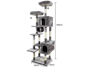 Cat Tree & Scratching Only Dark Gray And Beige 52*62*206 Pets Qatar