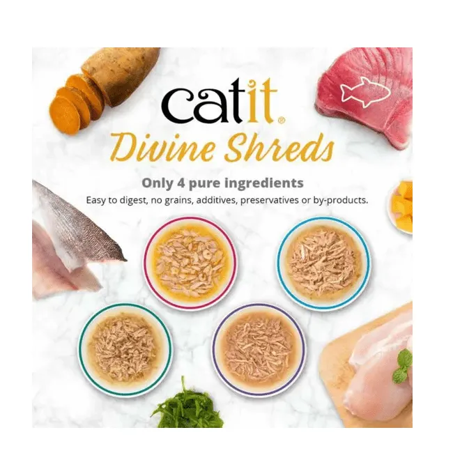Catit Divine Shreds, Tuna with Shirasu & Sweet Potato 75g, 18pcs/box Pets Qatar