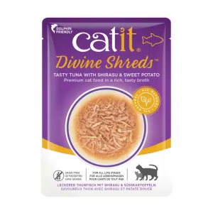 Catit Divine Shreds, Tuna with Shirasu & Sweet Potato 75g, 18pcs/box Pets Qatar