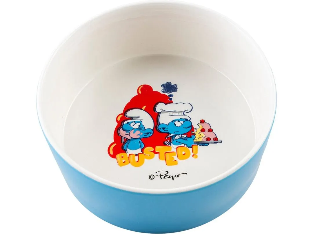 Chef Smurf feeding bowl 1000ml - 16,5x16,5x7cm white/blue Pets Qatar