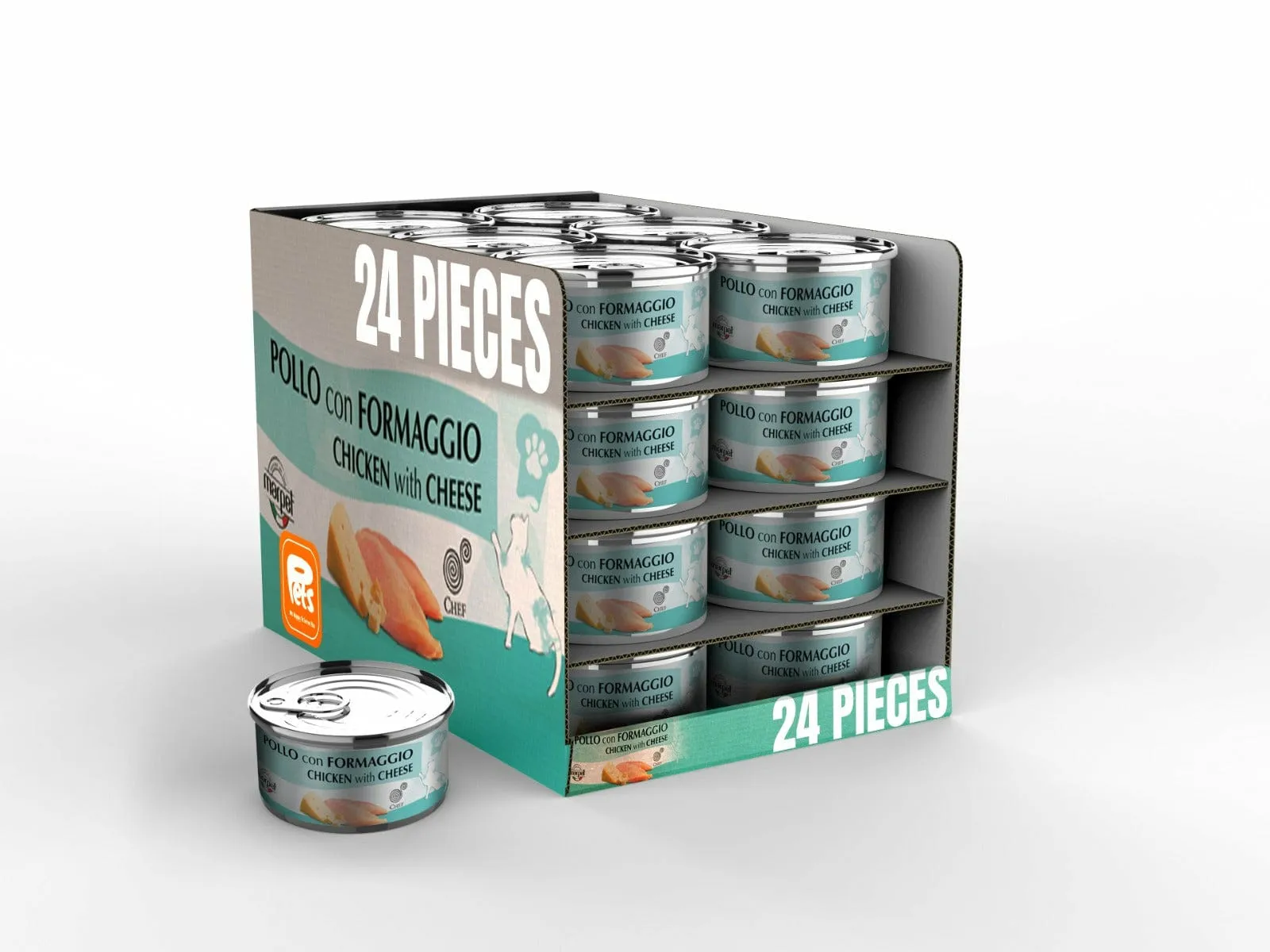 Chicken  cheese 24x80g cans AEQUIL CHEF Marpet Pets Qatar