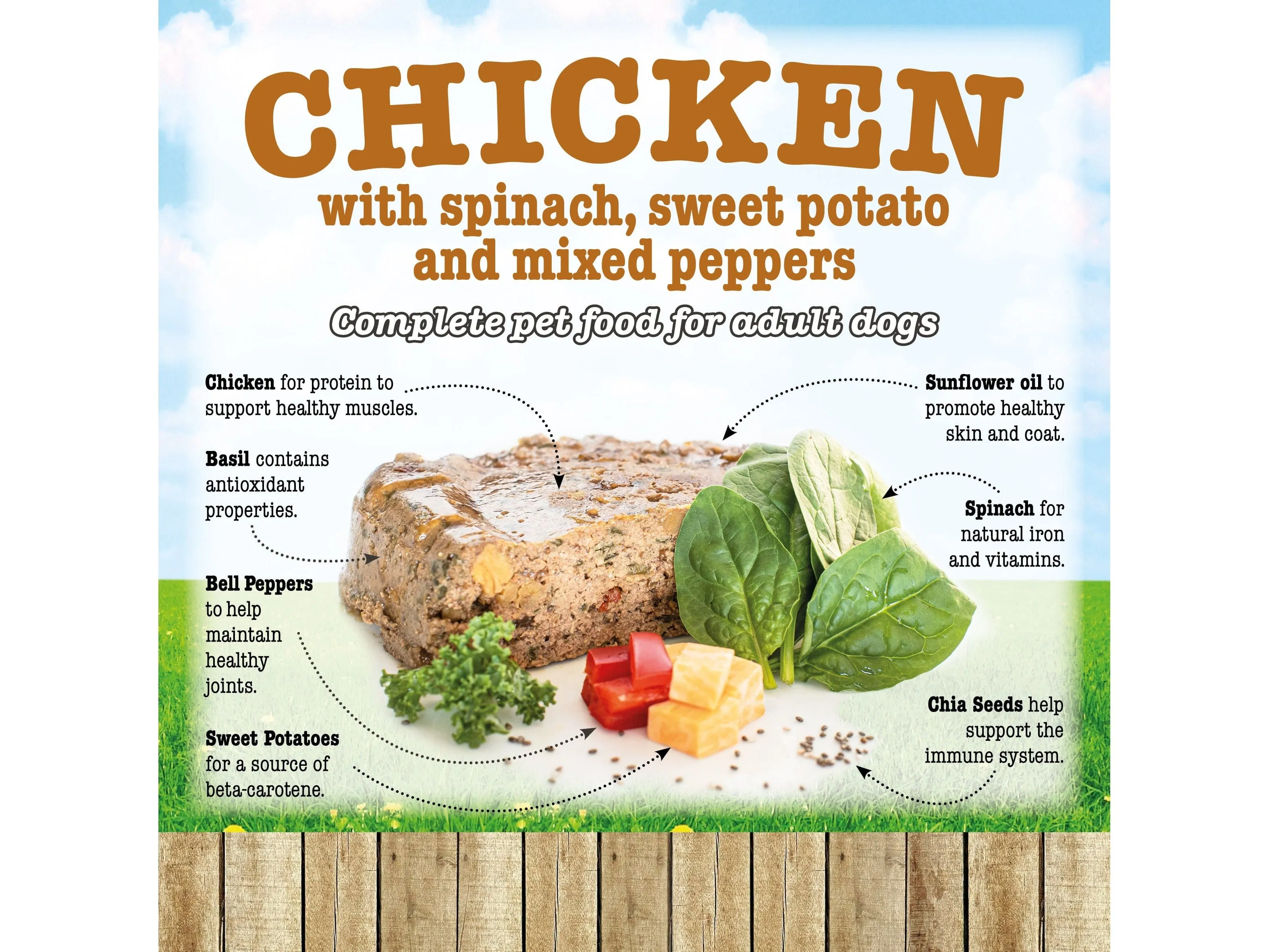 Chicken with Spinach,Sweet Potato and Peppers 390g /Little BigPaw Pets Qatar