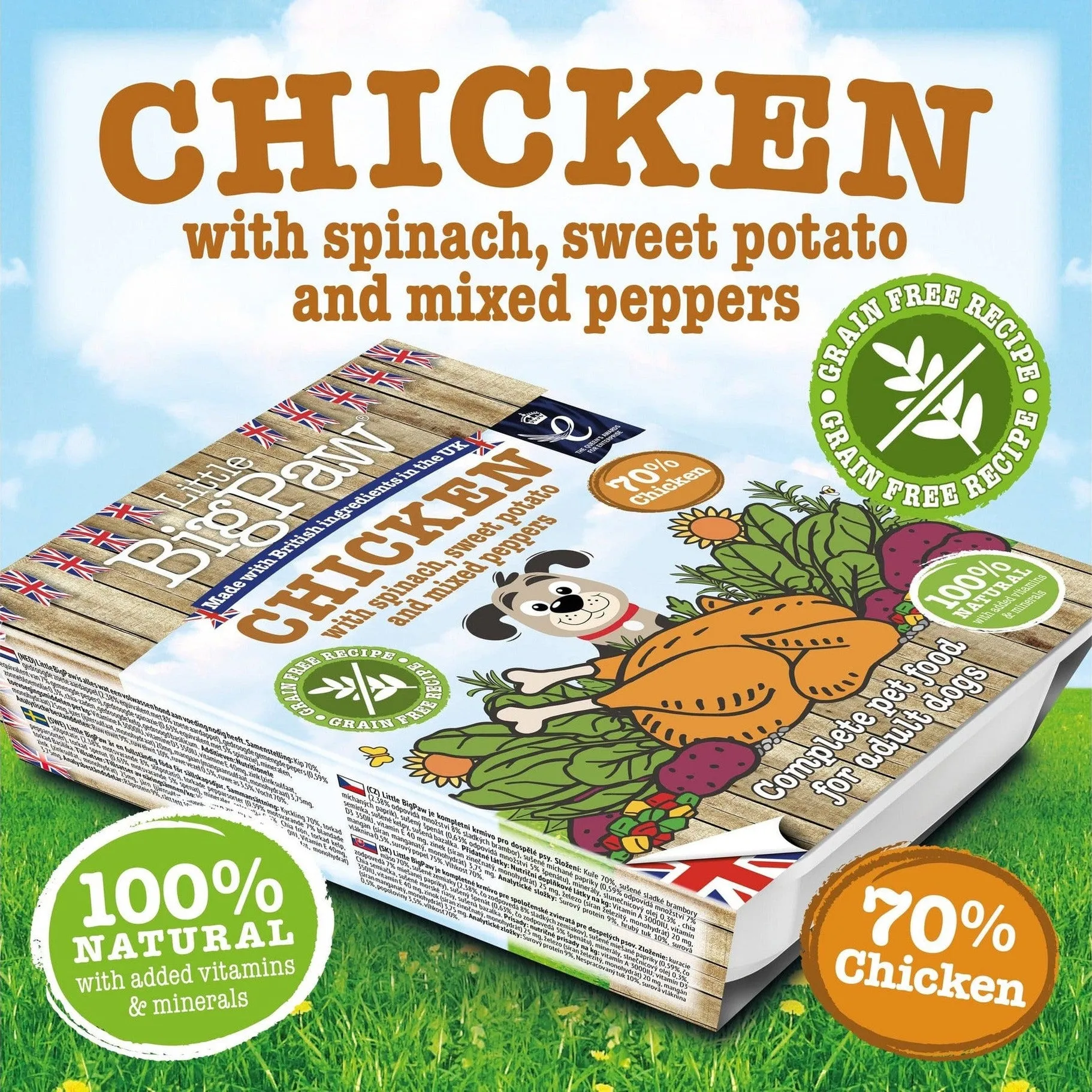 Chicken with Spinach,Sweet Potato and Peppers 7x390g /Little BigPaw Pets Qatar